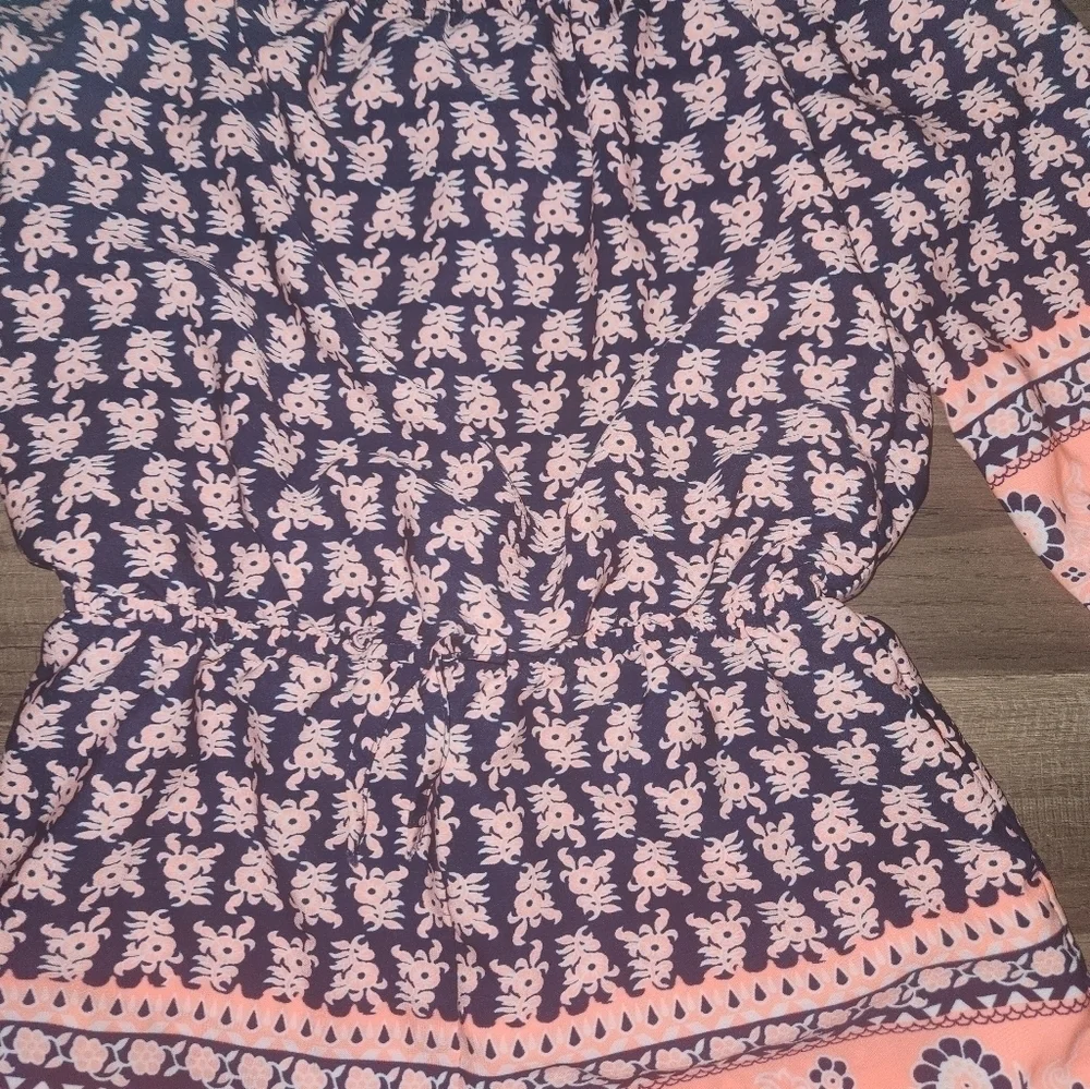 My Michelle Navy & Pink Paisley Romper. Size Large perfect for spring.Easter